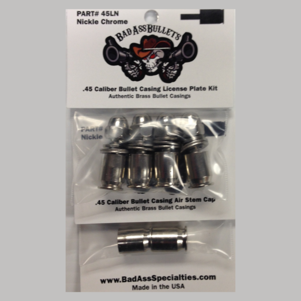 Authentic Bullet Casing Screw Cover Kit for License Plates and Air Stems Chrome
